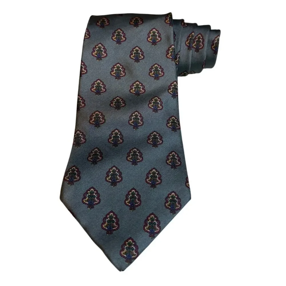 GANT Classic Print Silk Tie Gray Maroon